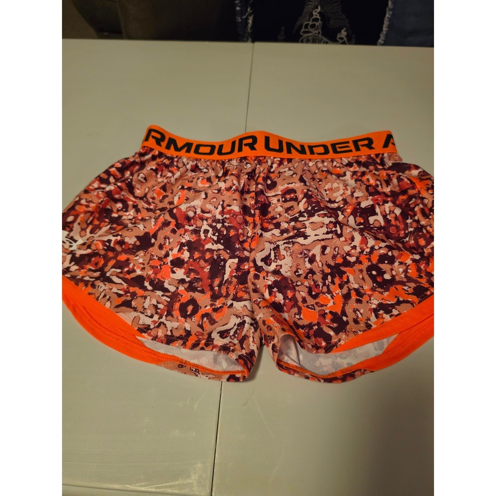 Under Armour Girls Orange Camo Play Up Athletic Shorts 1362323 Youth Large YLG